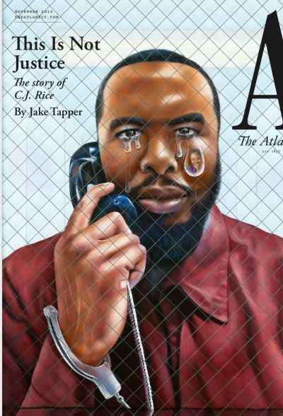 Cover art for the Atlantic Magazine featuring image of C.R. Rice