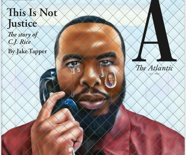 Cover art for the Atlantic Magazine featuring image of C.R. Rice