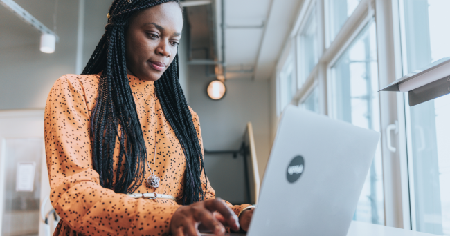 Young woman using the computer