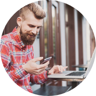 XBert Bookkeeper looking at phone