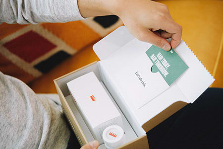 A delivery from Keeps.com being unboxed