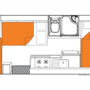 Australian Frontier Campervan Night Floorplan