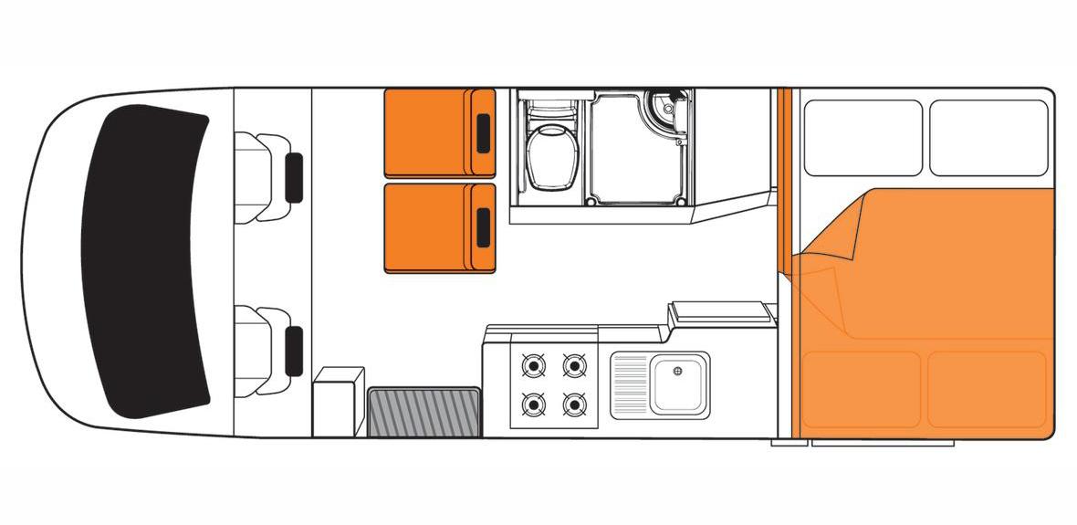 Australian Discovery Campervan Night Floorplan