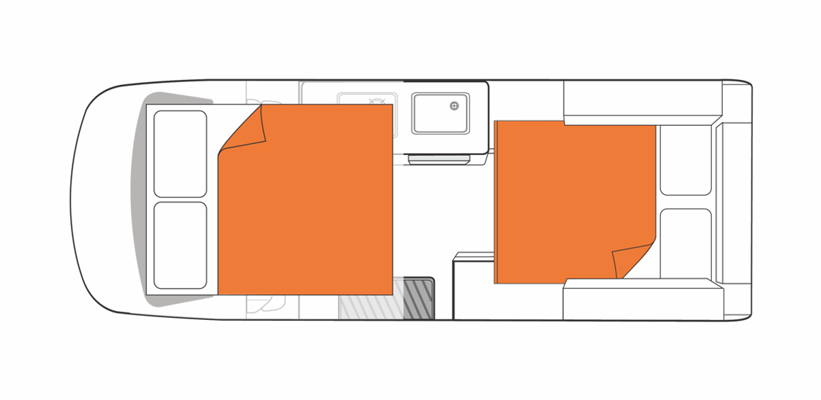 Australian Voyager Campervan Night Floorplan