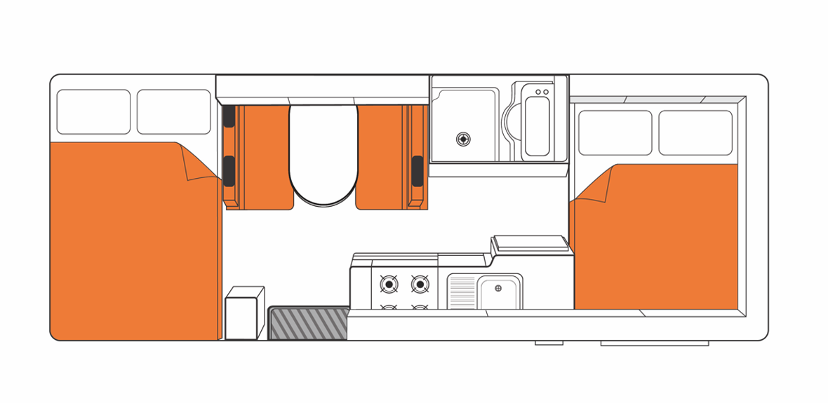 Australian Explorer Campervan Night Floorplan