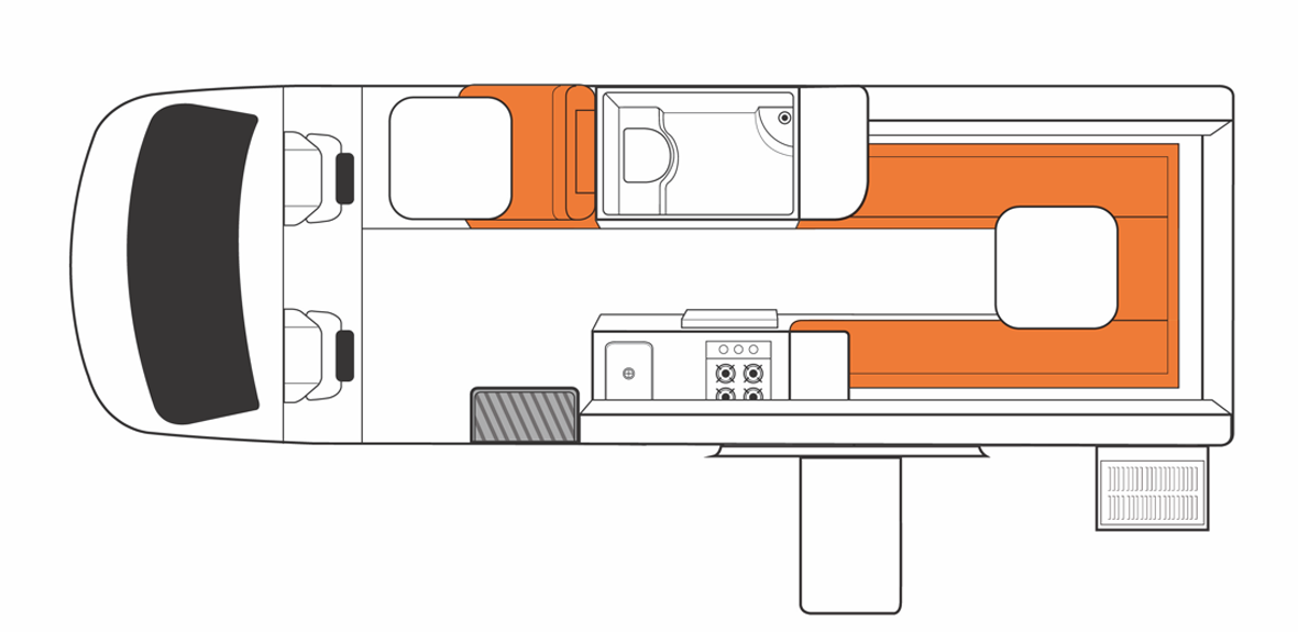 Australian Venturer Plus Campervan Day Floorplan