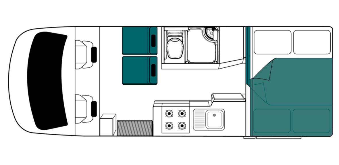 New Zealand maui Cascade Motorhome Floorplan Night