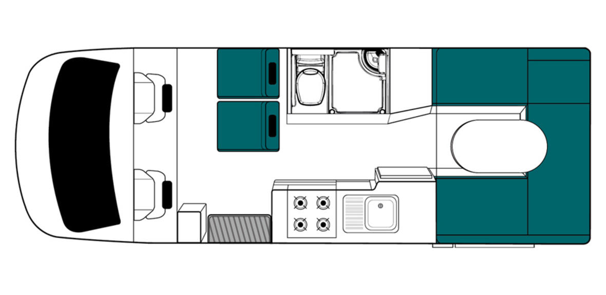 New Zealand maui Cascade Motorhome Floorplan Day