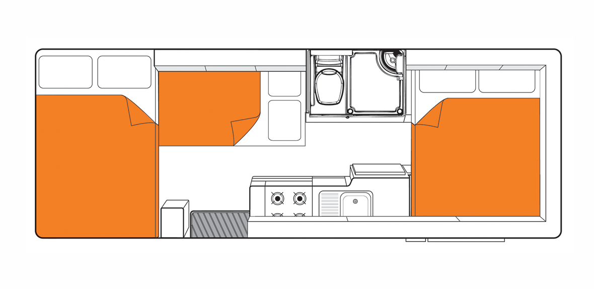 Australian Frontier Campervan Night Floorplan