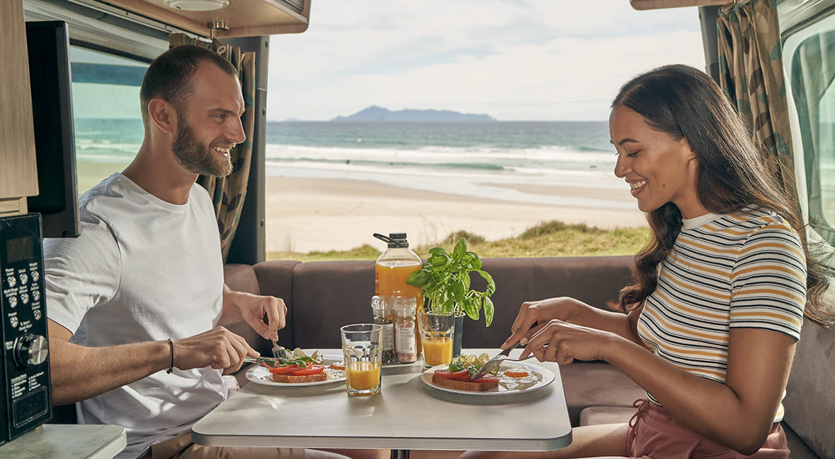 Maui Ultima 2 Berth Motorhome Interior Couple Eating