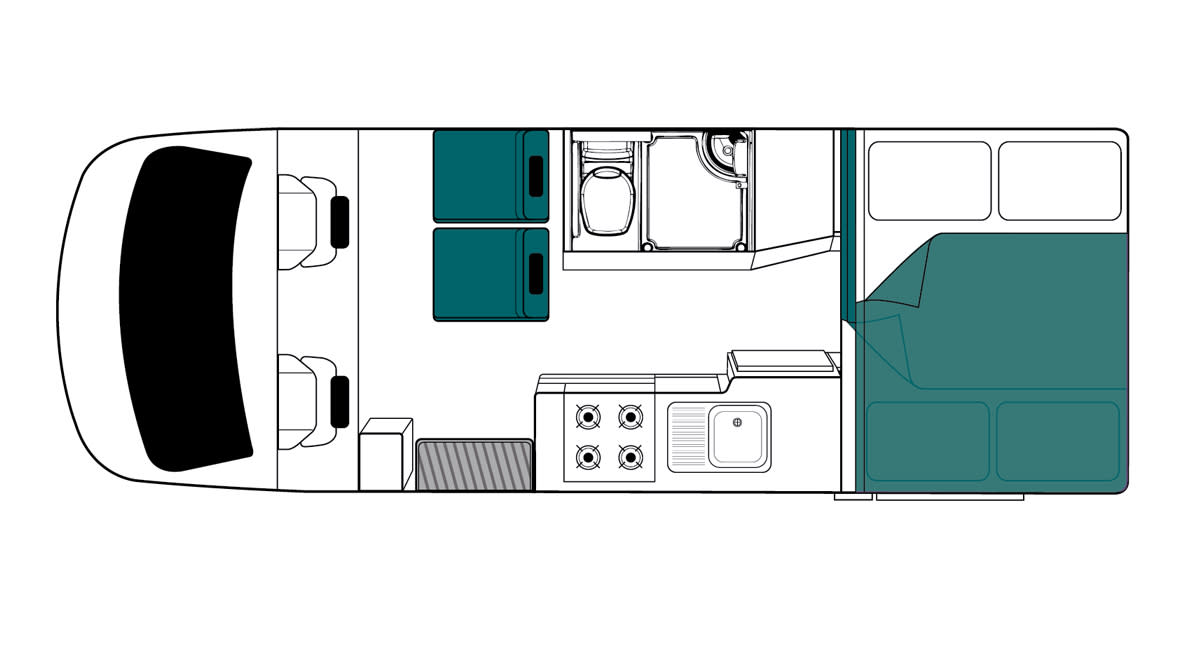 Maui Cascade 4 Berth Motorhome Floorplan Night