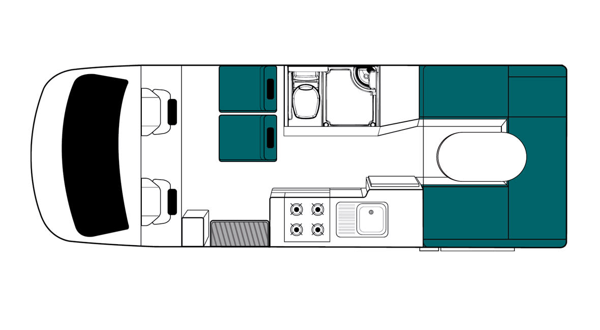 Maui Cascade 4 Berth Motorhome Floorplan Day