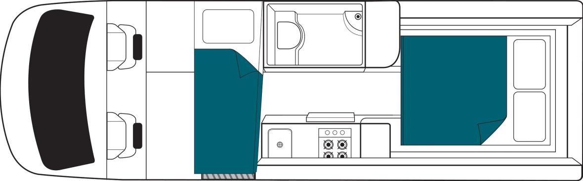 Maui Ultima Plus 3 Berth Motorhome Floorplan Night