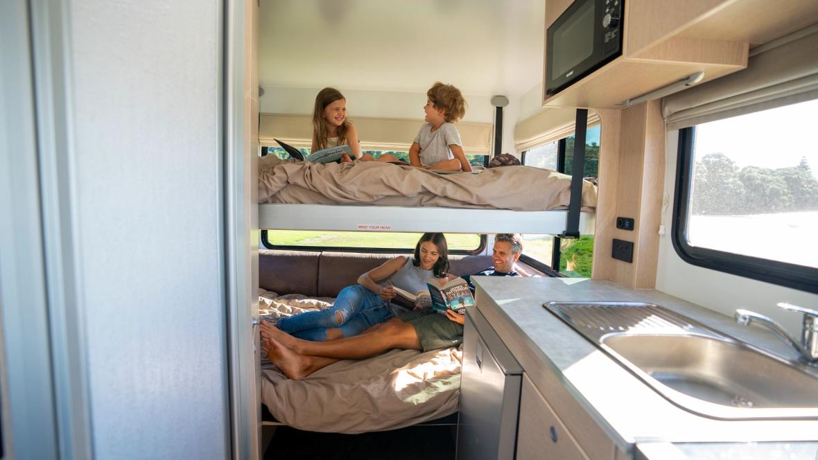 Maui Cascade 4 Berth Motorhome Interior Bed Setup