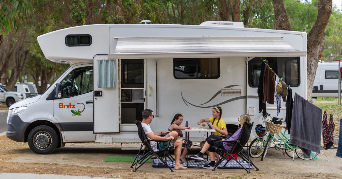 Family at holiday park