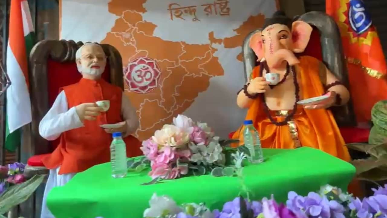 PM Modi's Statue With Ganesh Idol At Bengal Pandal Triggers Row