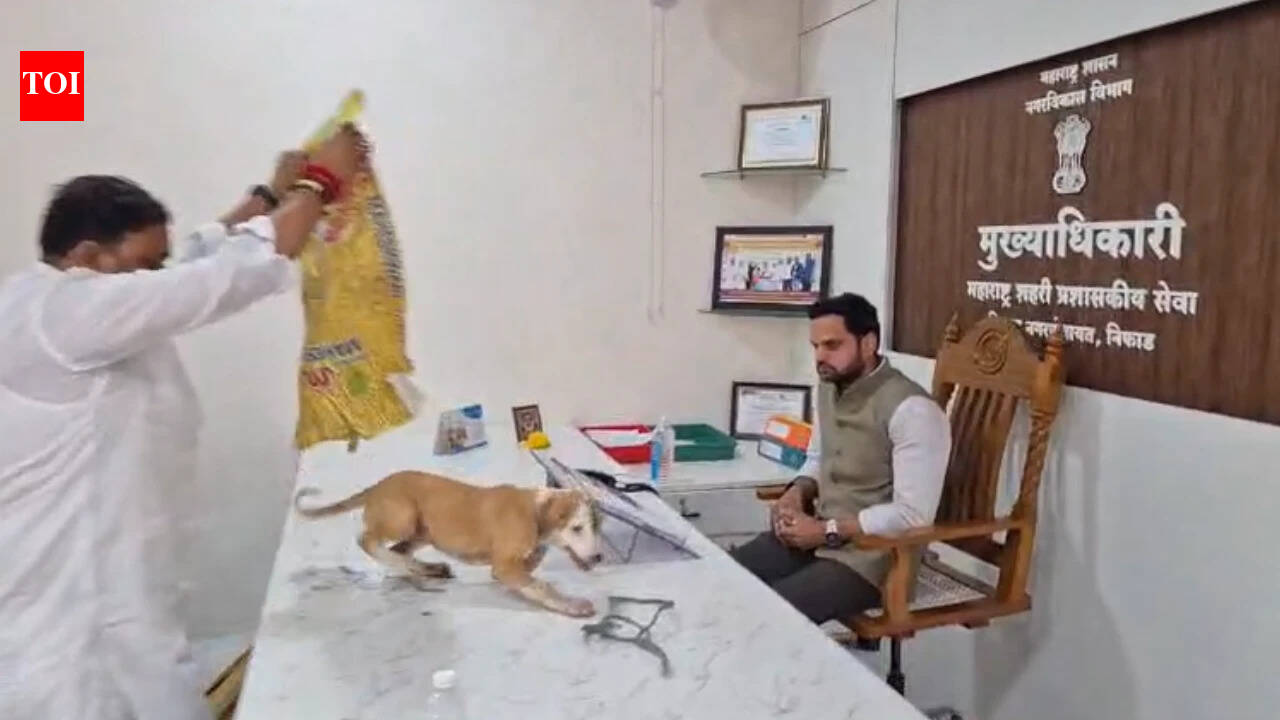 Fed up with dog menace, protesters release strays inside Nashik civic chief’s office