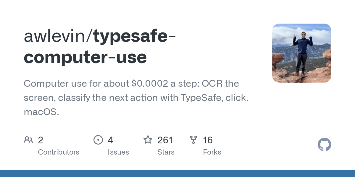 Typesafe-computer-use drives a Mac toward a goal for 1/50th of a cent per step