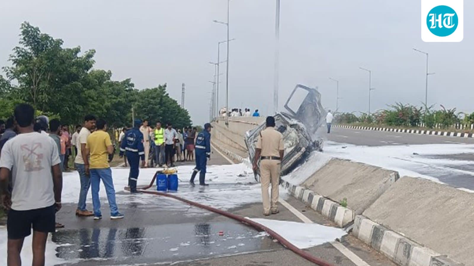 Neurosurgeon charred to death after car hits roadside divider, catches fire in Telangana