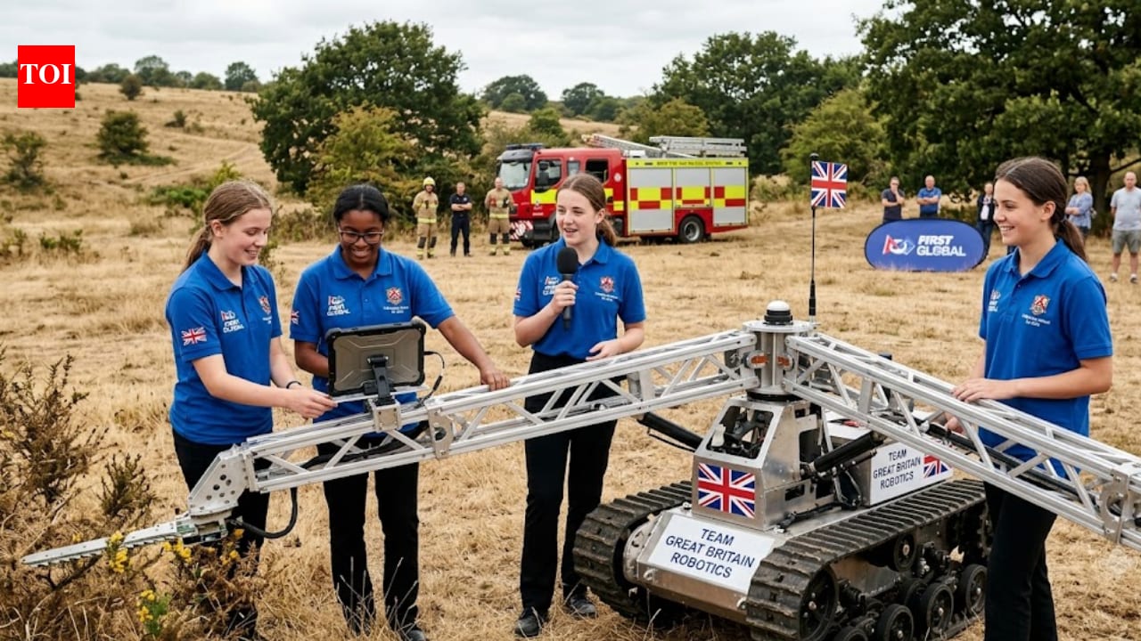 5 British schoolgirls, 14-15, build firebreak robot, represent UK globally