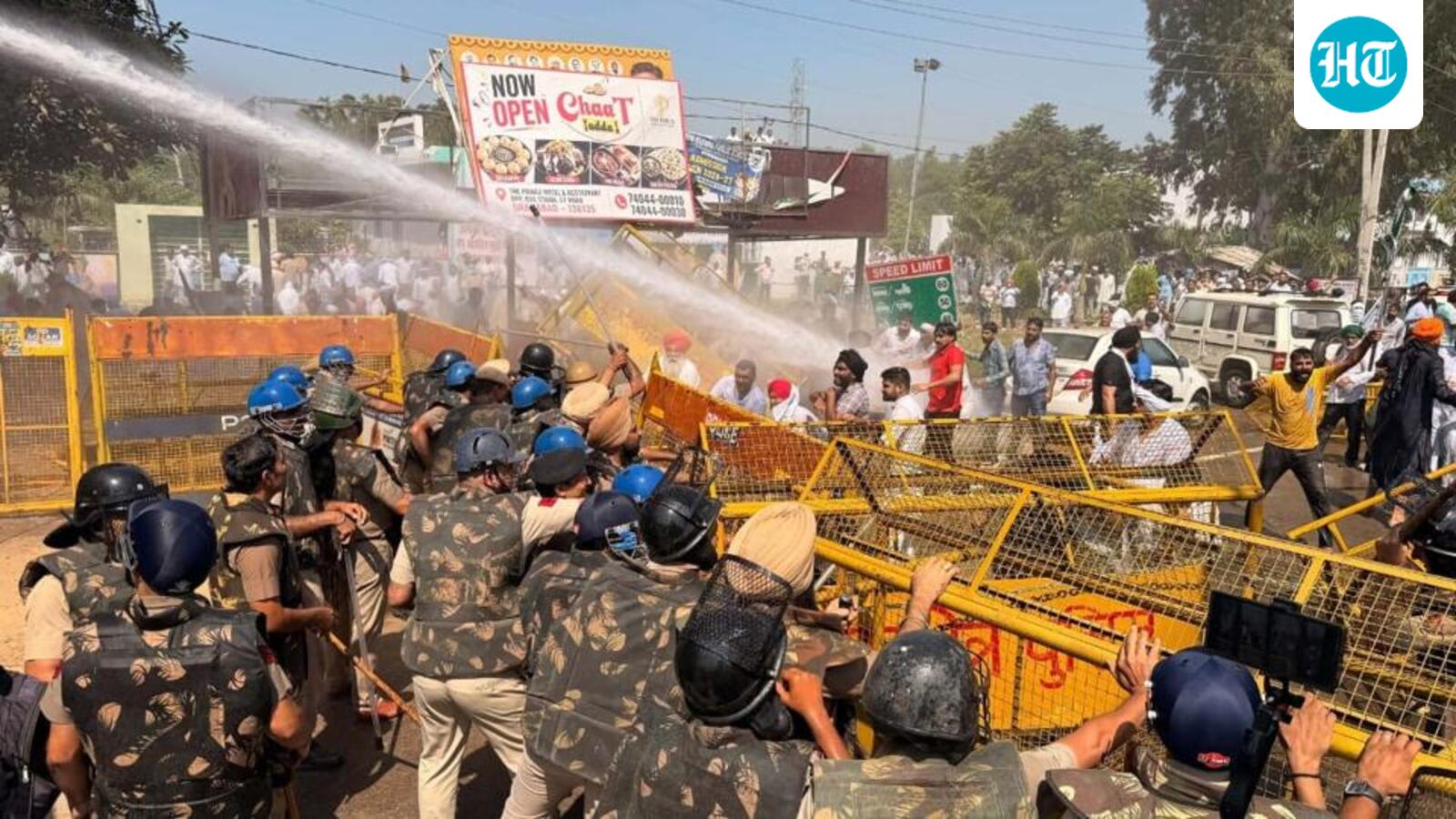 Police fire tear gas as farmers block Delhi-Chandigarh highway at Shahbad