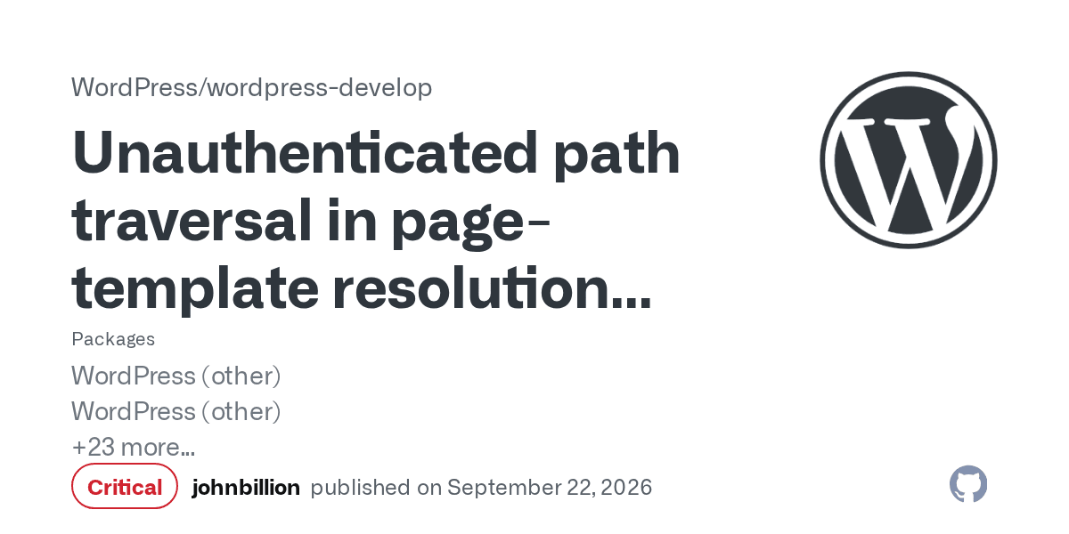 WordPress: Unauthenticated path traversal in page-template resolution