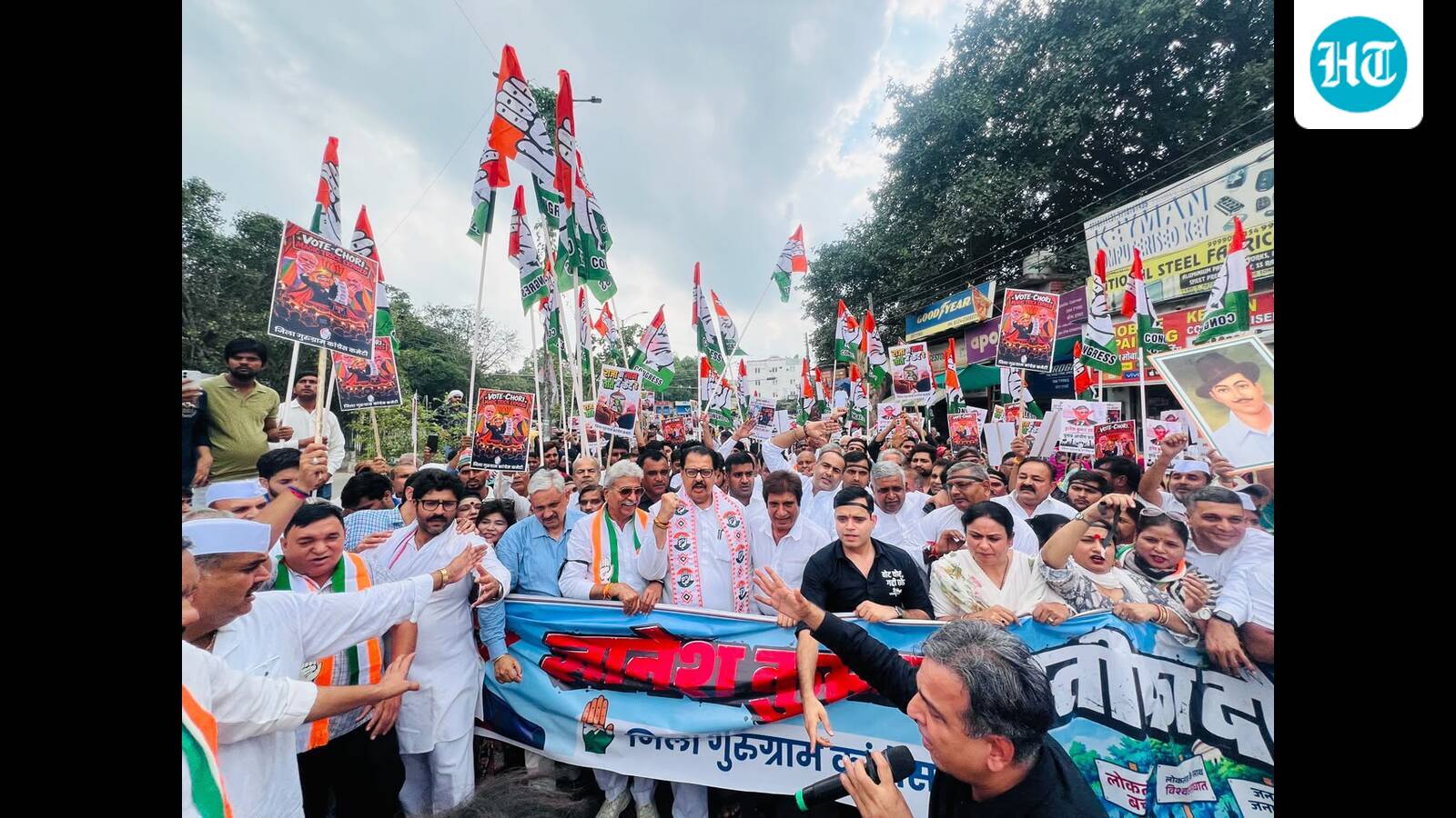 Gurugram Congress protests, seeks CEC resignation over poll process