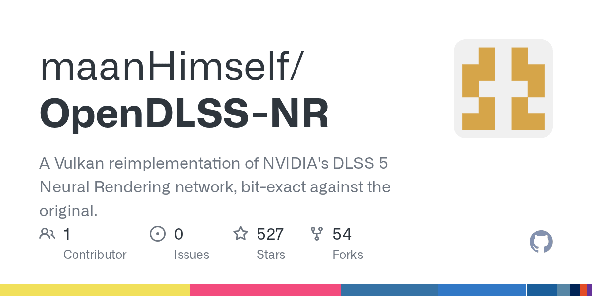OpenDLSS: A Vulkan Reimplementation of Nvidia's DLSS 5 Neural Rendering Network