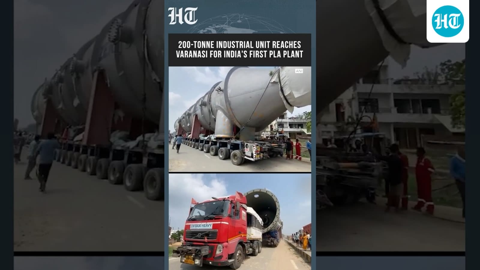 Watch: 308-Wheeled Truck Carries Massive Biopolymer Component Through Varanasi  | HT India