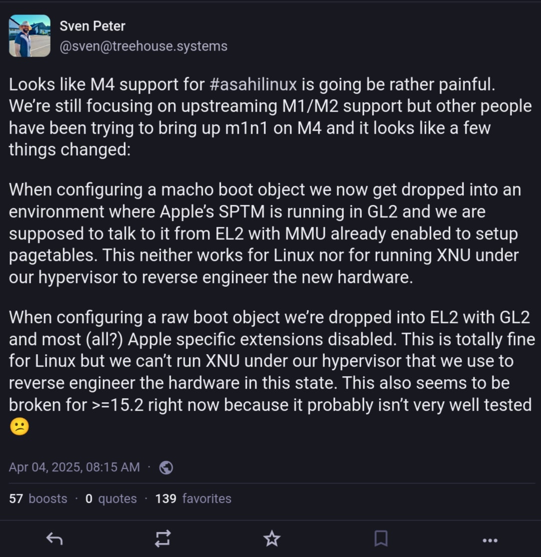 The Forgetful CPU (Linux on M4)