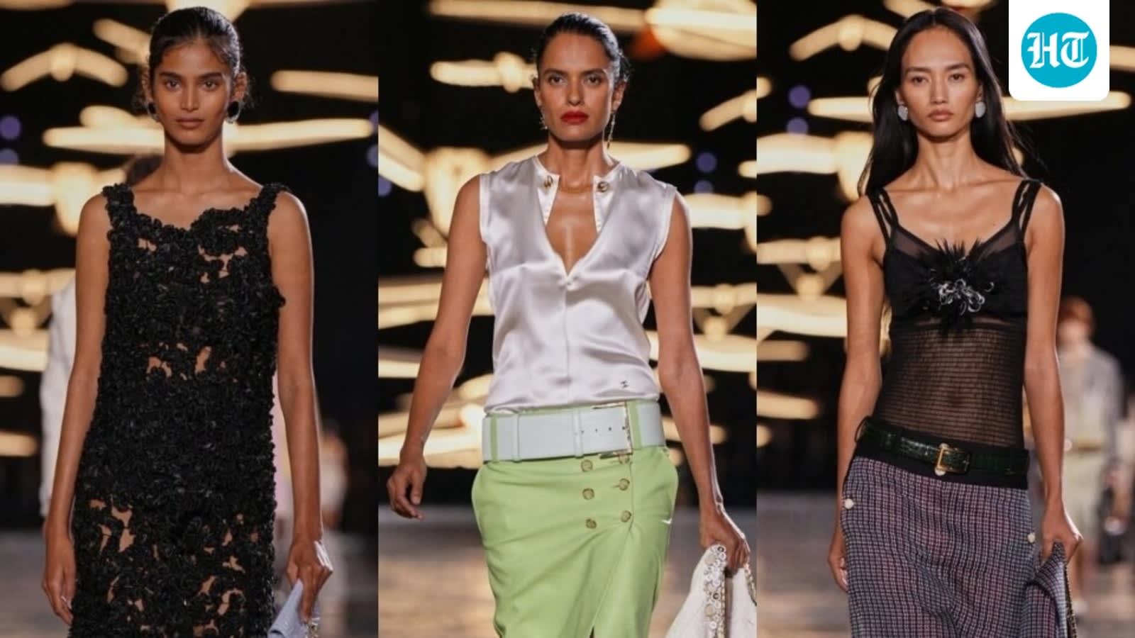 Supermodels Bhavitha Mandava, Lakshmi Menon and Mona Bhujel represent India as they walk for Matthieu Blazy's Chanel show in Paris