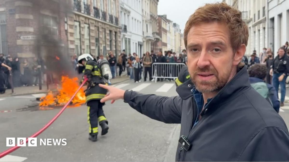 Watch: At the scene of protests on the streets of Lille