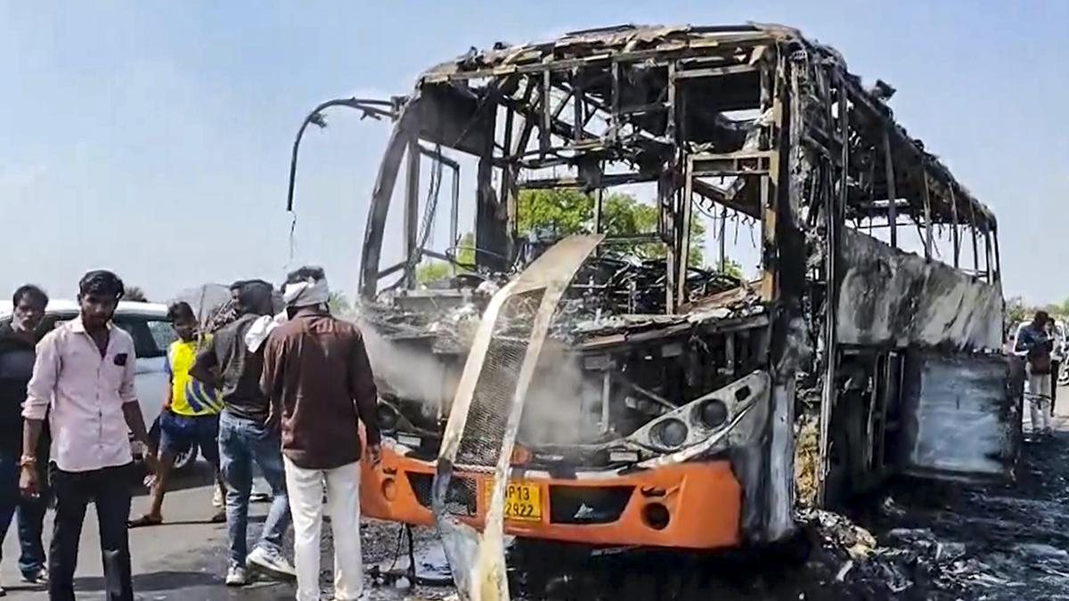 Passenger bus, running under recently launched M.P. govt service, gutted in fire; passengers evacuated safely