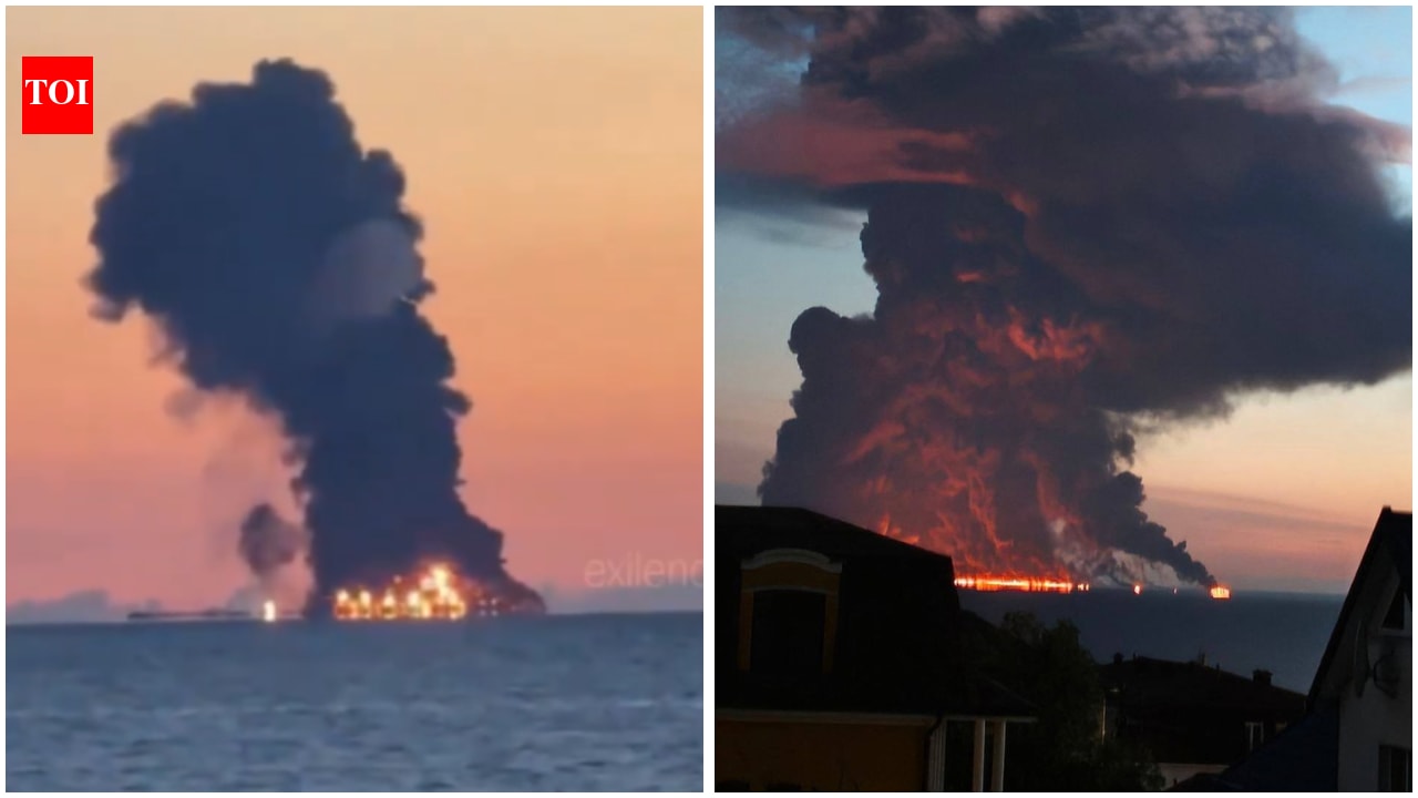 Ukrainian drone attack sets fire to oil tanker carrying 23 Indians off Russia