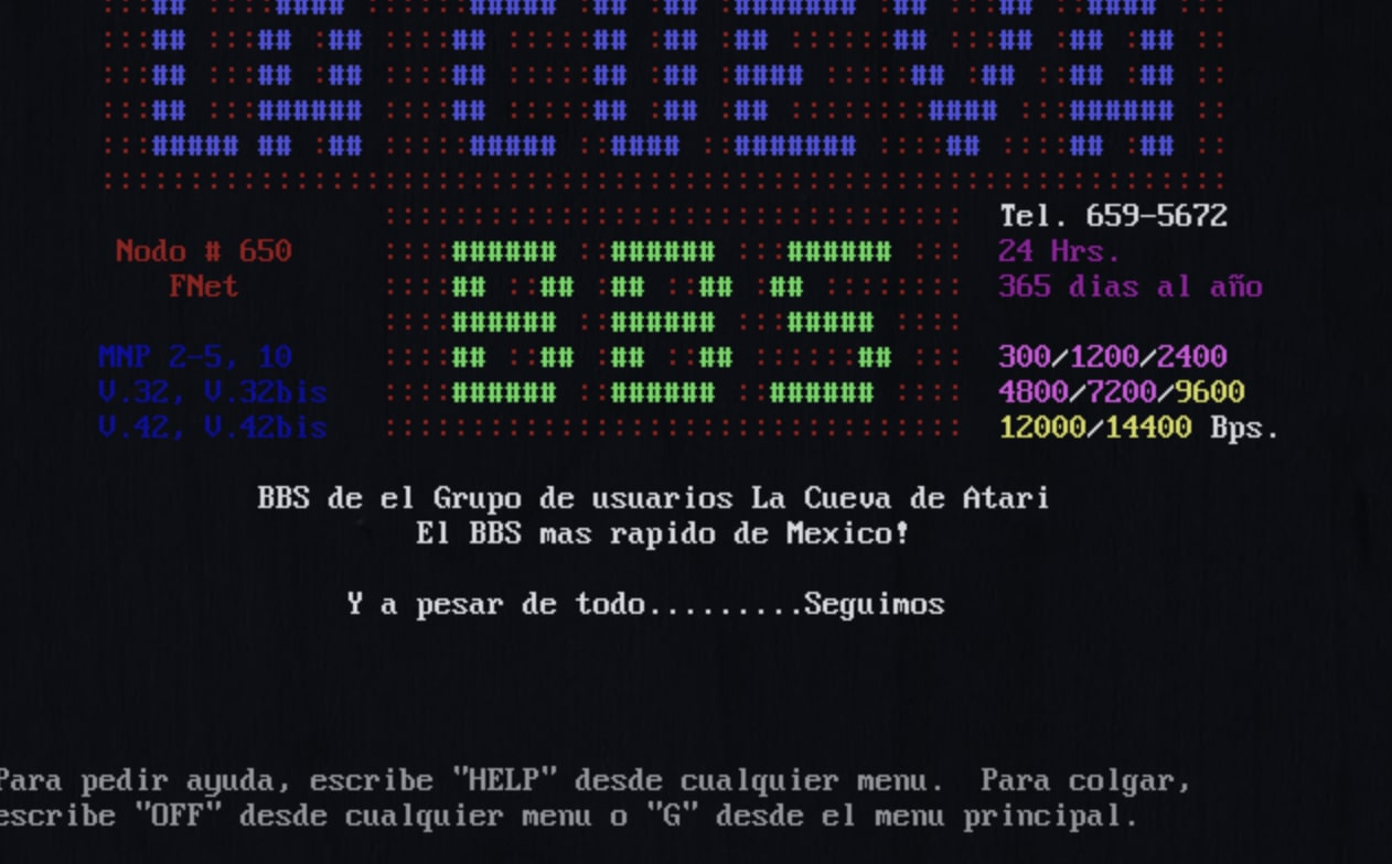 La Cueva BBS in Mexico in 1993 (session replay)