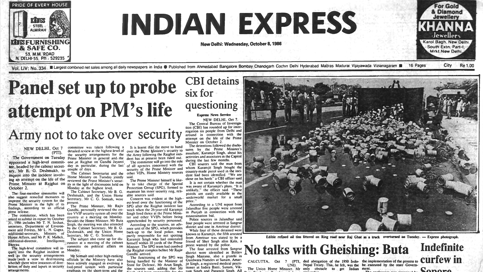40 years ago October 8, 1986: Probe into assassination bid