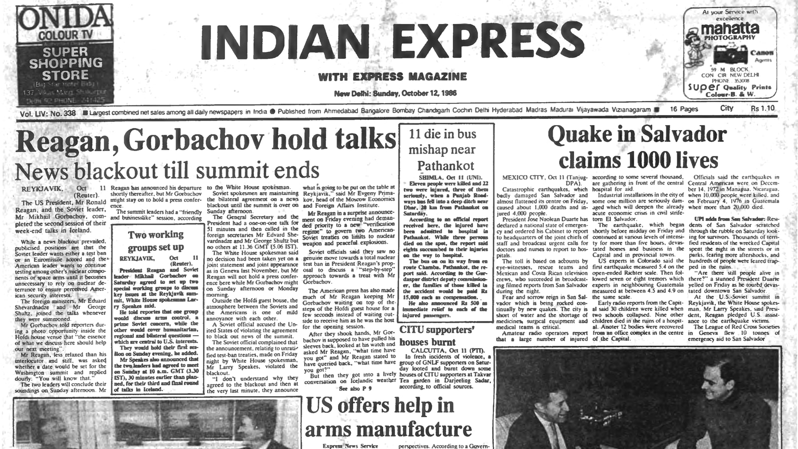 40 years ago October 12, 1986: Reagan-Gorbachev talks