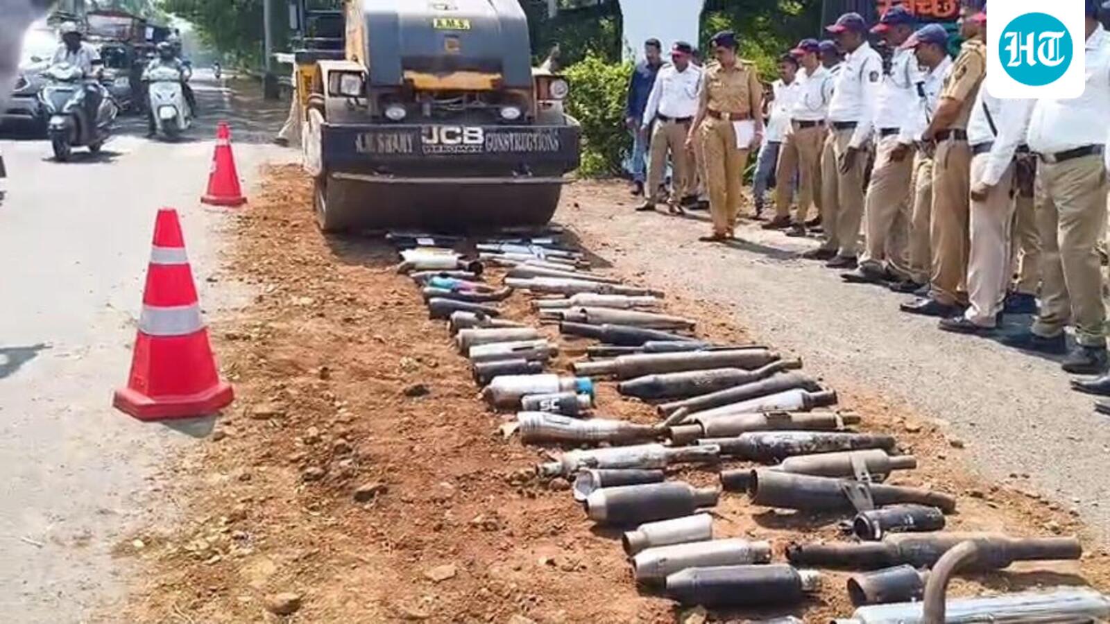 Navi Mumbai traffic police seize 450 modified silencers, destroy 93 in crackdown on noise pollution
