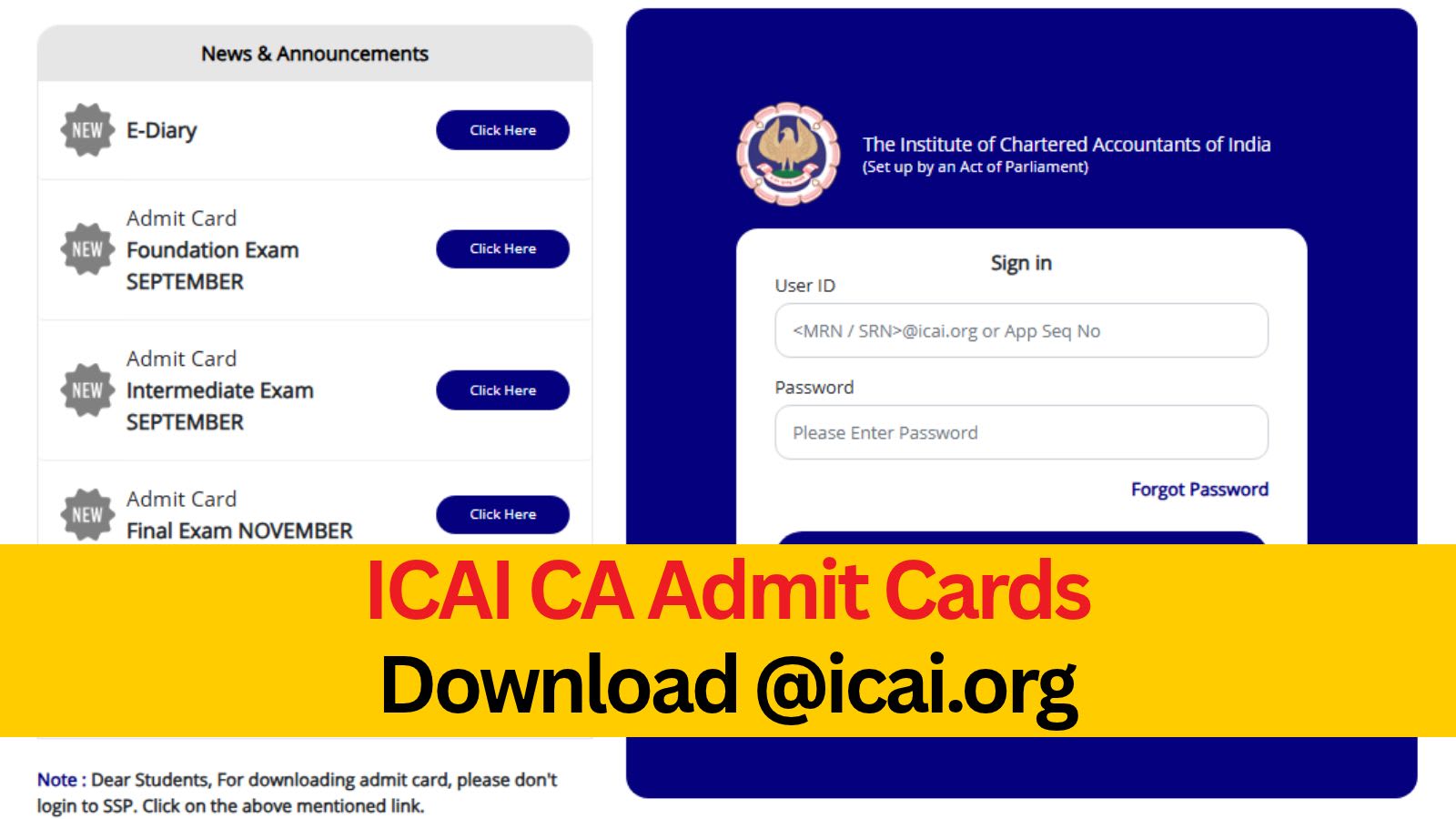 ICAI CA Final admit card 2026 out at eservices.icai.org; exams from November 2