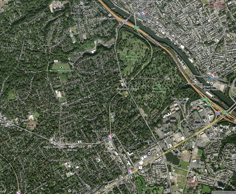 Map of Bala Cynwyd