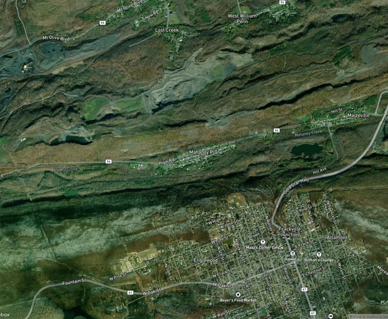 Map of Mahanoy Plane