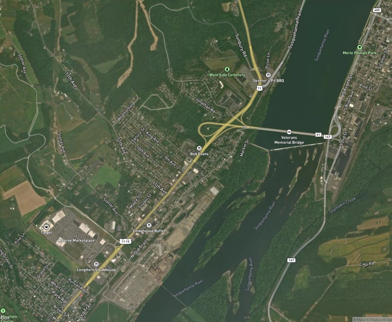 Map of Shamokin Dam