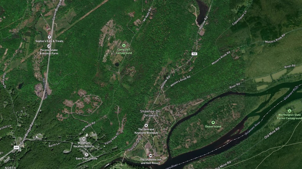 Map of Shawnee On Delaware