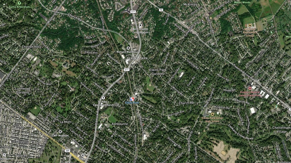 Map of Elkins Park