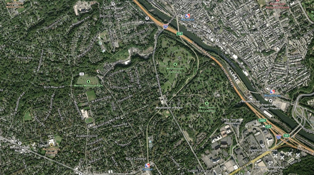 Map of Bala Cynwyd