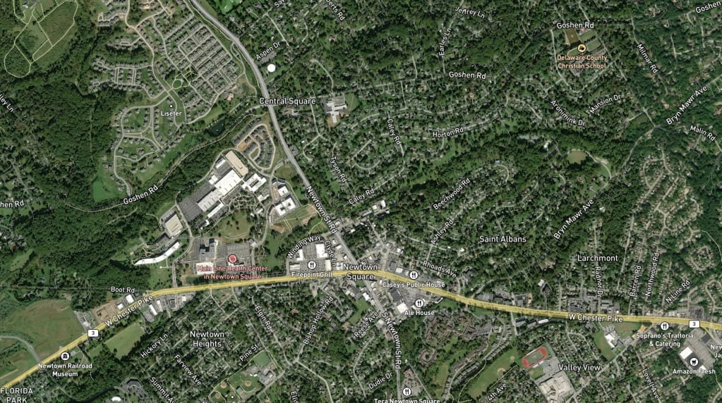 Map of Newtown Square