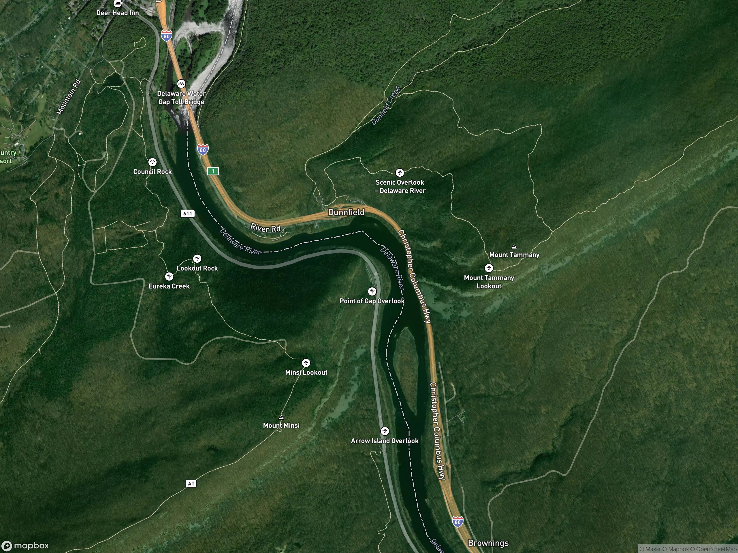 Map of Delaware Water Gap