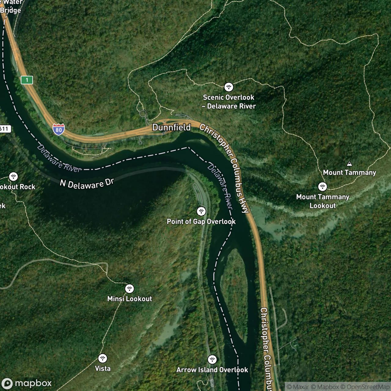 Map of Delaware Water Gap
