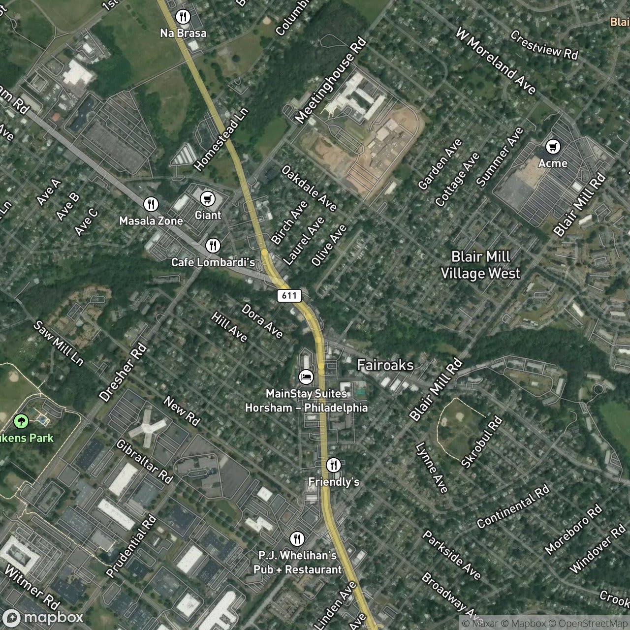 Map of Horsham