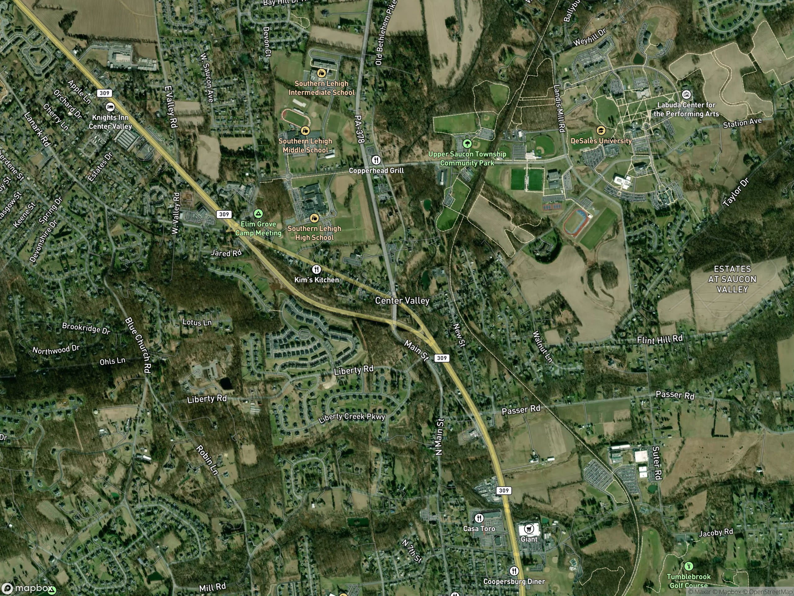 Map of Center Valley